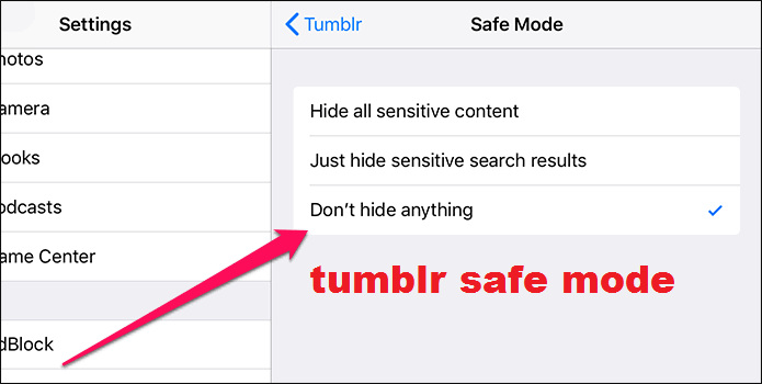 tumblr safe mode disable